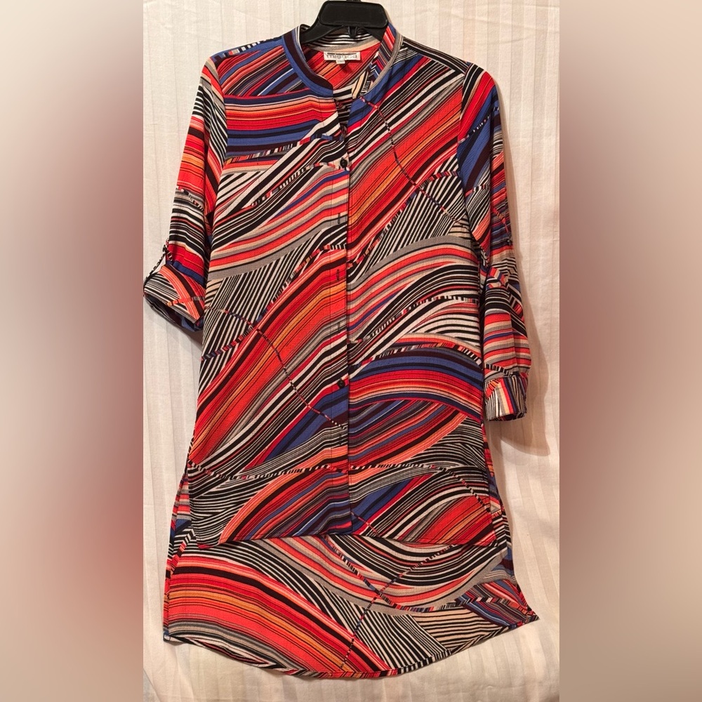 Mischa Vibrant Striped High Low Dress YCK Bohemian Size Small GUC